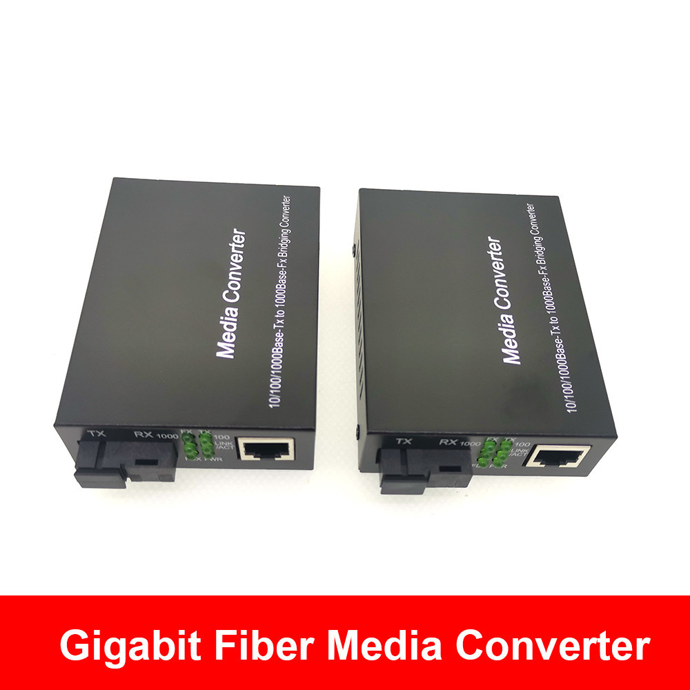 Media Converter Gigabit Fiber Optical Media Converter 10/100/1000Mbps Single Mode Single Fiber SC Port แหล ่ งจ ่ ายไฟภายนอก