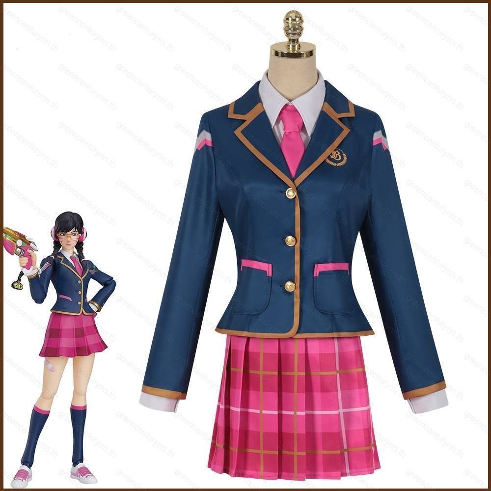 Kts Overwatch D.Va เครื่องแต่งกายคอสเพลย์ ชุดยูนิฟอร์มนักเรียน กระโปรง JK สไตล์ญี่ปุ่น สําหรับผู้หญ