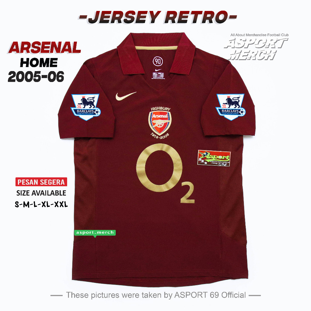 Arsenal HOME เสื้อฟุตบอล JERSEY 2005 2006 SOCCER JERSEY RETRO ARSENAL HOME 05 06 นําเข้า