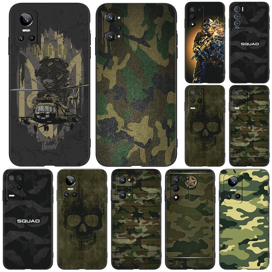 Realme C30S Norzo 50i Prime GT neo 3T X50 X50M 5G TPU Spot เคสโทรศัพท์สีดํา Army สีเขียวพราง