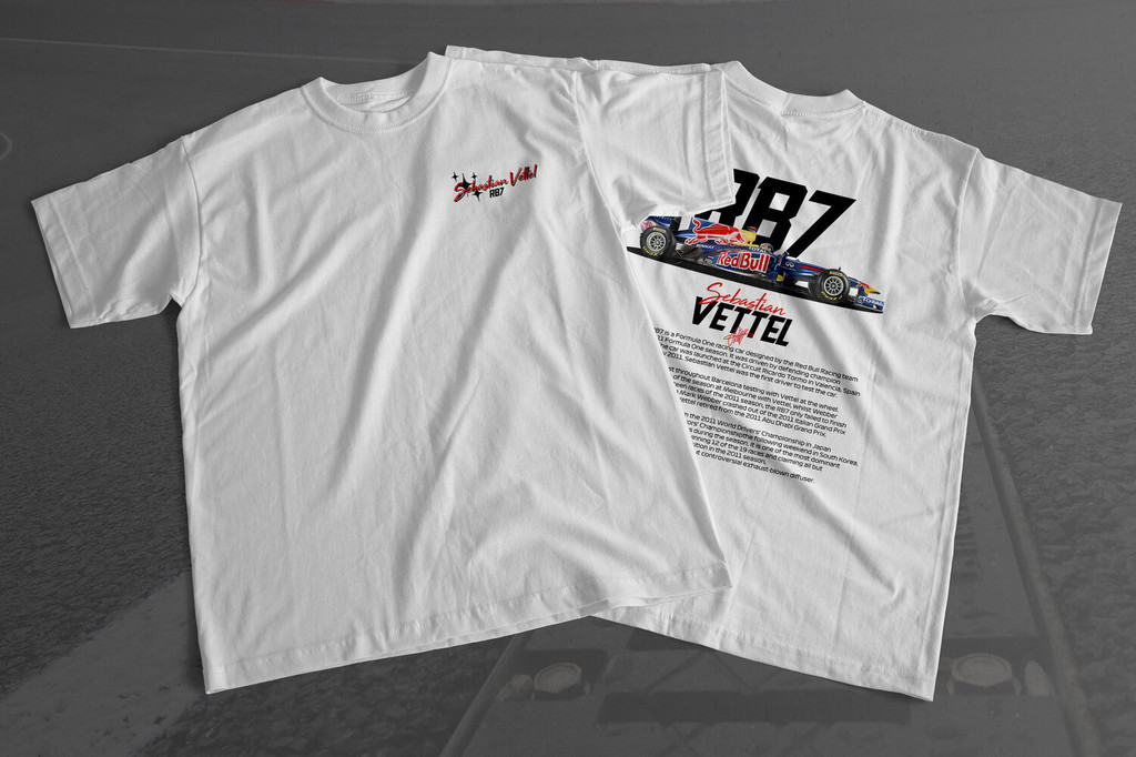เสื้อยืด Sebastian Vetel Formula 1, เสื้อ Red Bull Racing RB7 F1, เสื้อยืด Formula One ปี 2023, เสื้