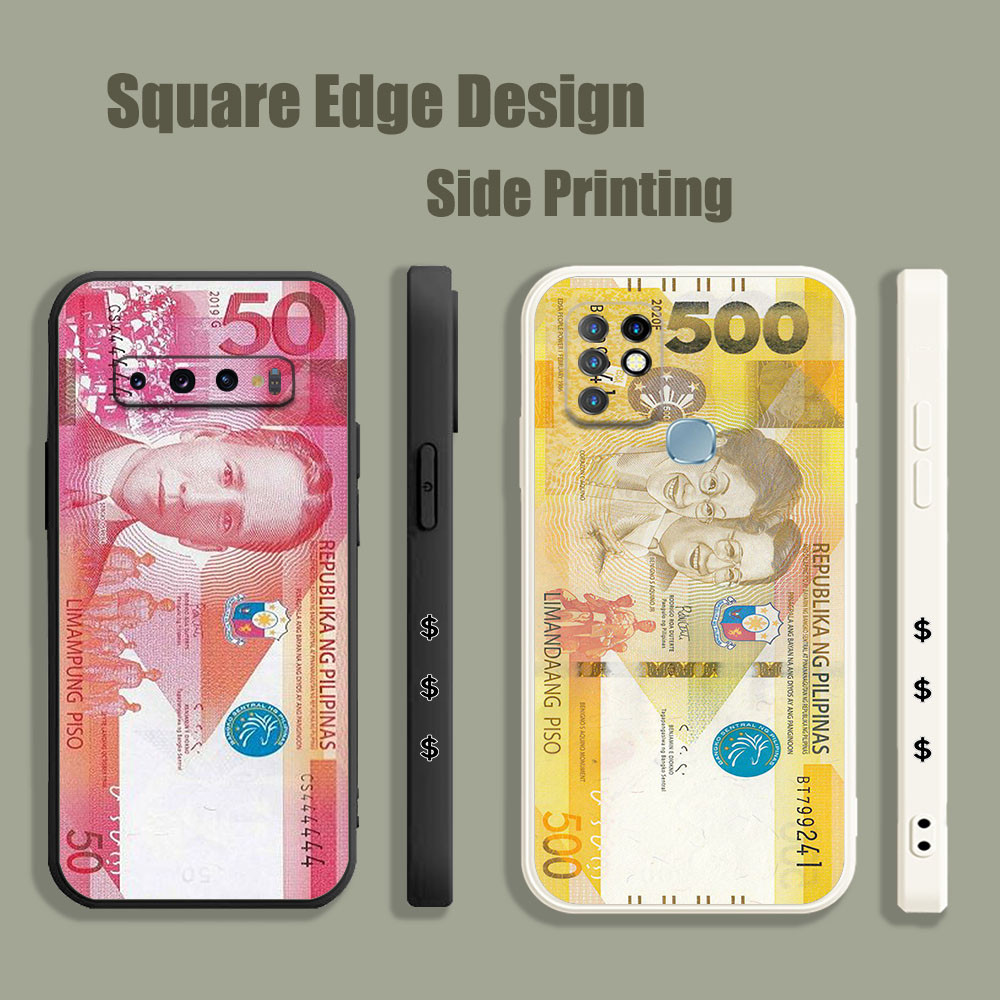 ปลอกสําหรับ OPPO A5 A9 A53 A32 A7X Reno 6 5 Z 2020 5G เงิน peso 500 Piso IAS09 เคสโทรศัพท์ขอบสี่เหลี