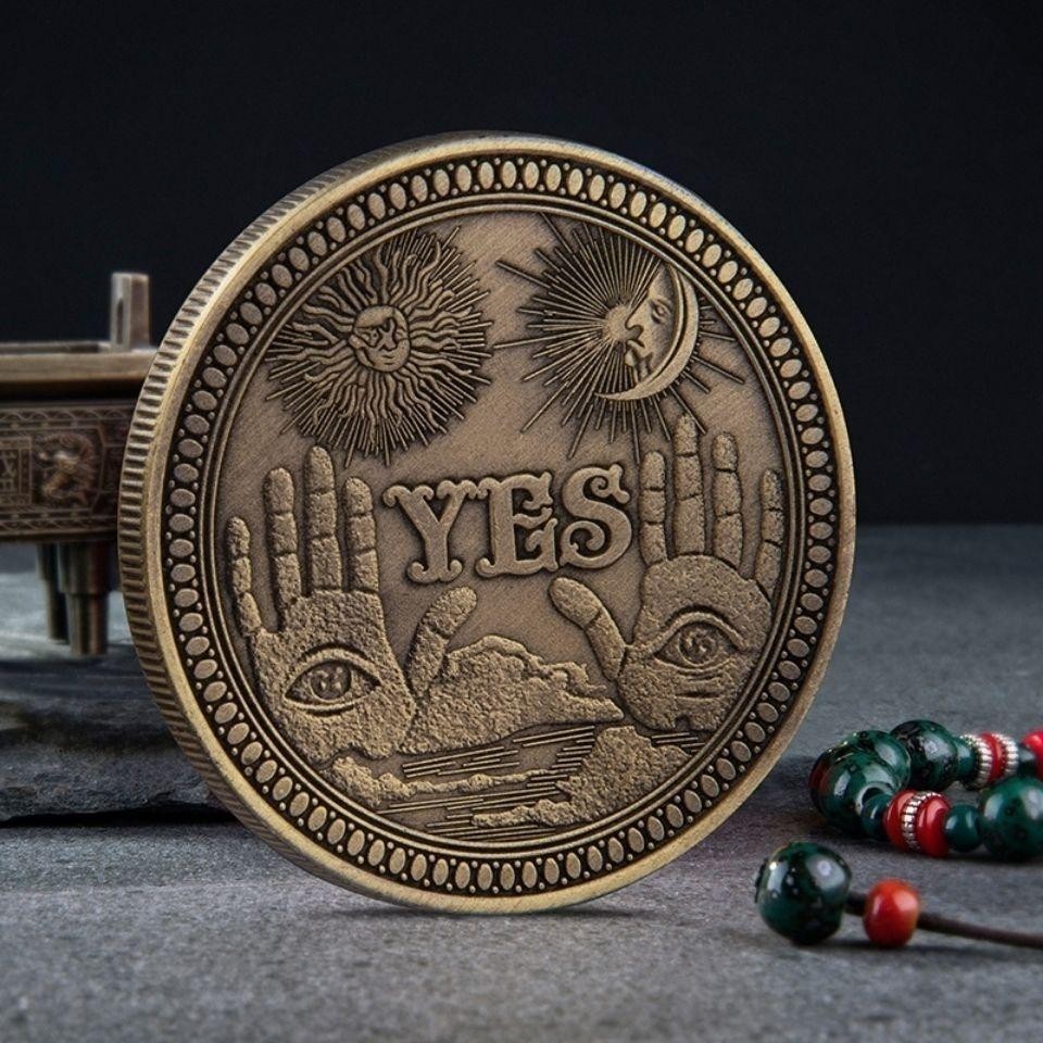 ♞,♘The New YES/NO Finger Decision Coin, Three-dimensional Relief Decision Coin, Let It Make The Dec
