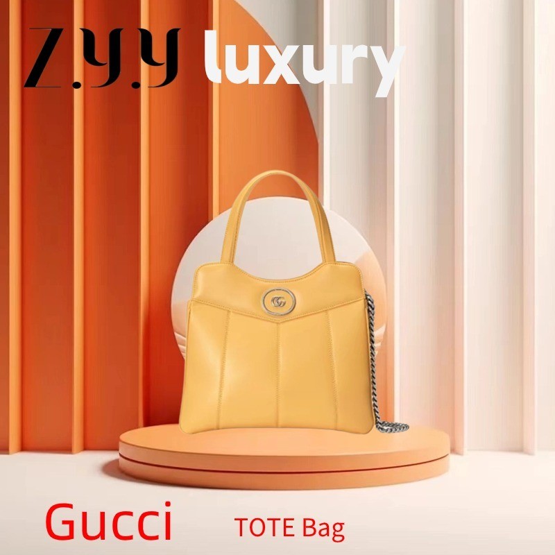 New Hot sales ราคาพิเศษ Ready Stock GUCCI/GG TOTE เหลืองกระเป๋าทรัมเป็ต