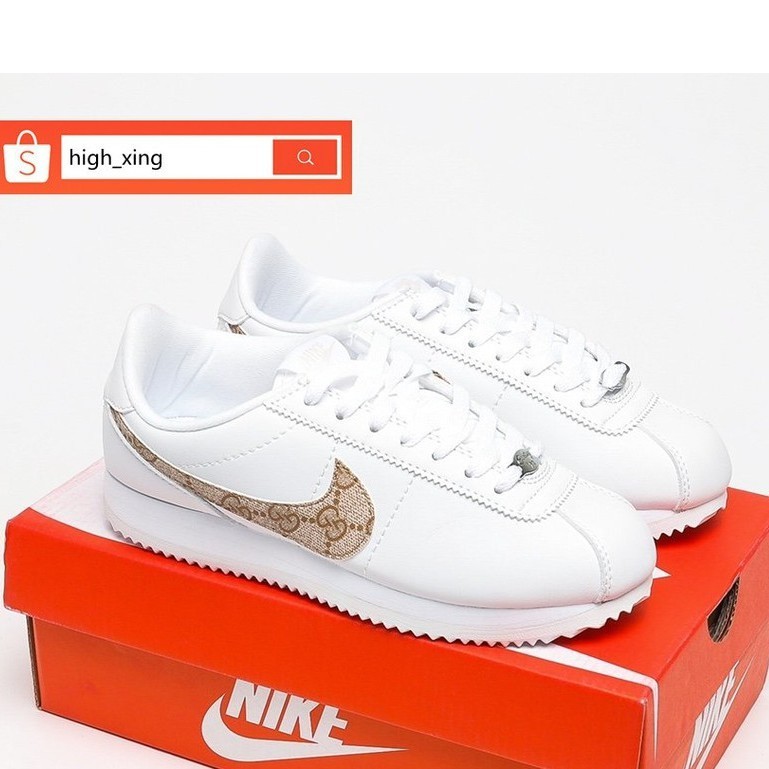 Original Nike Classic Cortez Leather White Casual Sport Shoes For Women