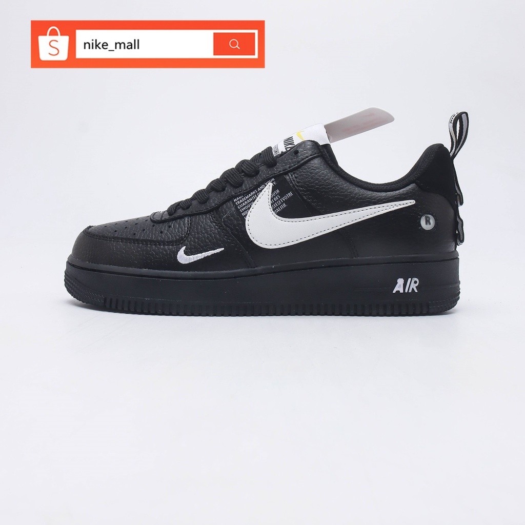 100% Original Nike Air Force 1 Utility QS Black Casual Sneaker Shoes for Women and Men