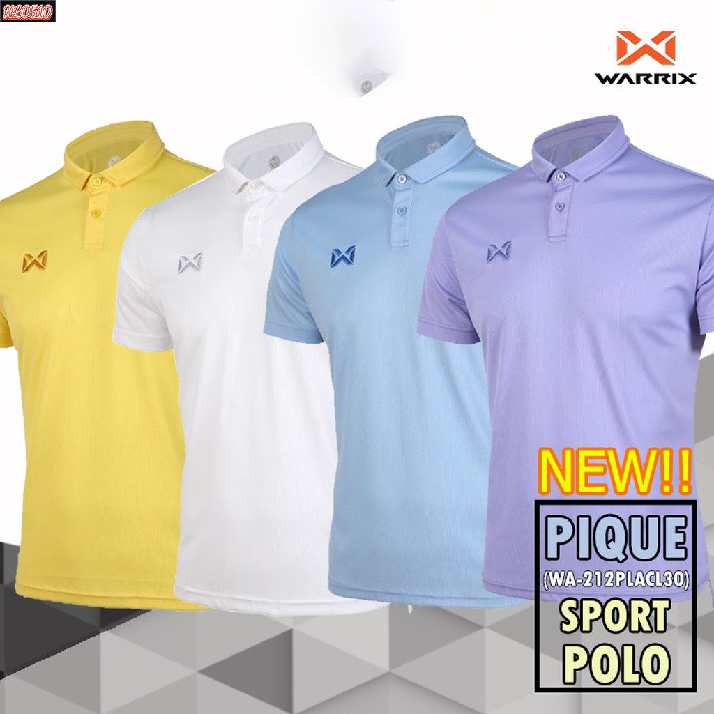Hl0510- WARRIX รุ่น PIQUE (WA-212PLACL30) เสื้อโปโลวอริกซ์สีล้วน คอปก ใส่สบาย ไม่มีกระเป๋า ไม่ต้องรีด ของแท้ สีม่วง/ฟ้า/ข...