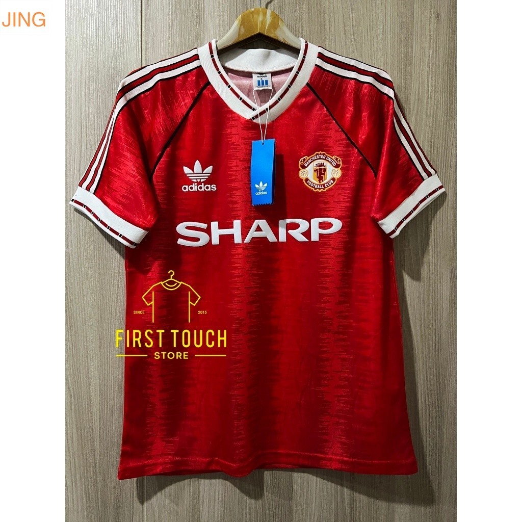 (JING02)Retro เสื้อบอลย้อนยุค แมนยู Home เหย้า 1988-90 ลายไฟ