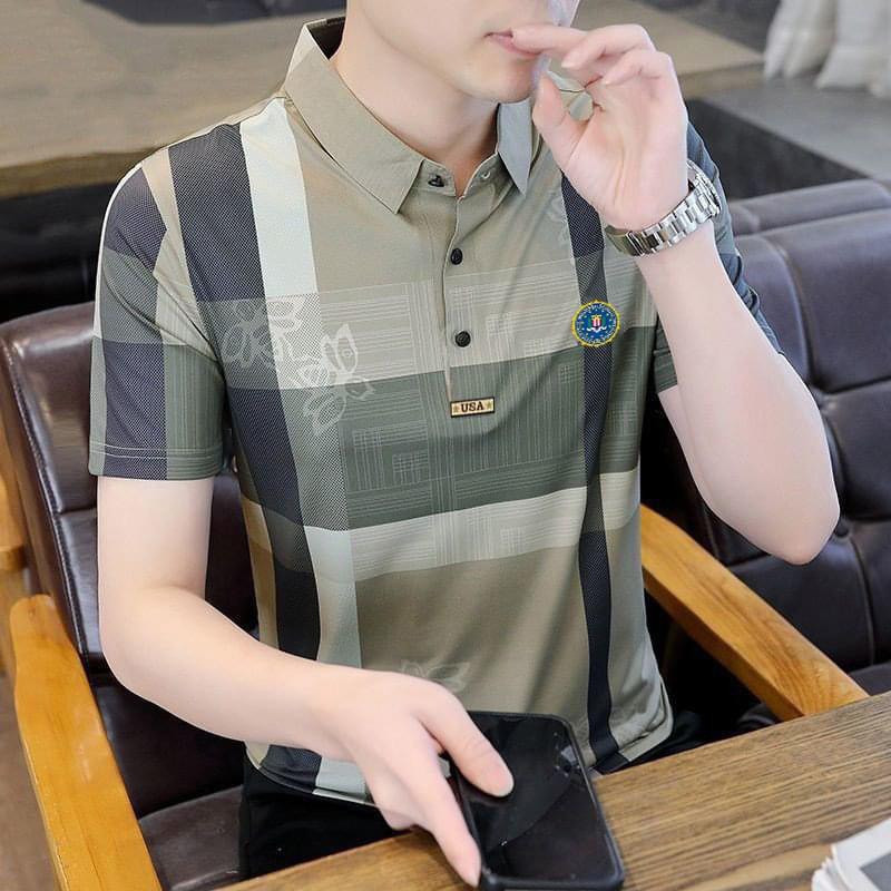เสื้อยืดโปโล แขนสั้น ผ้าฝ้าย โพลี คุณภาพสูง สําหรับผู้ชายวัยกลางคน มี 4 สี ไซซ์ 50-75 กก.
