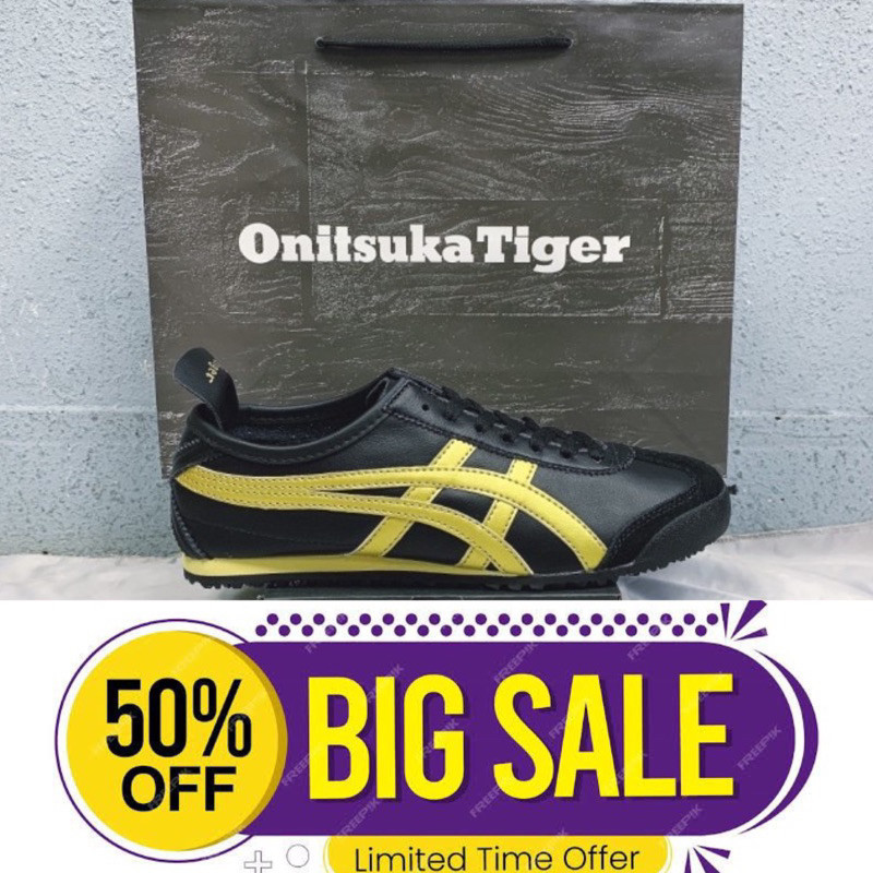 Onitsuka Tiger Mexico 66 รองเท้าผ้าใบ สีดํา สีทอง
