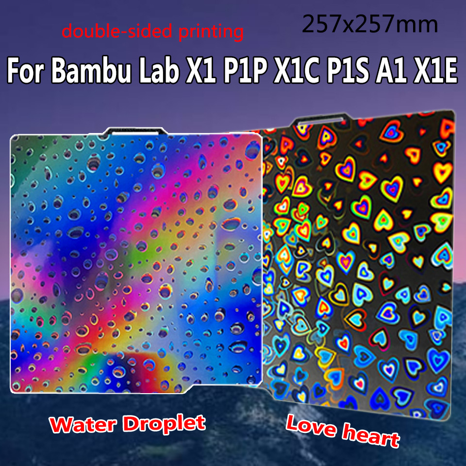 สร้างแผ่นสําหรับBambulab P1s Smooth Love Heart Textured Peiแผ่น 257x257 สําหรับBambu Labs X1C P1Pสร้