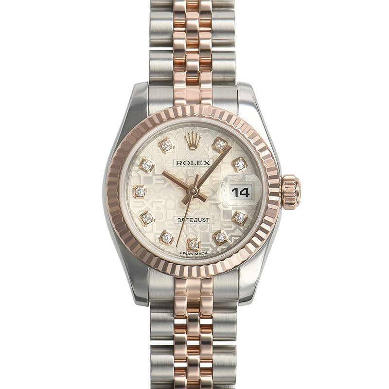 Rolex Rolex เสื้อผ้าผู้หญิง Log Type Gold Automatic Mechanical Watch ผู้หญิง179171พื้นผิวคอมพิวเตอร