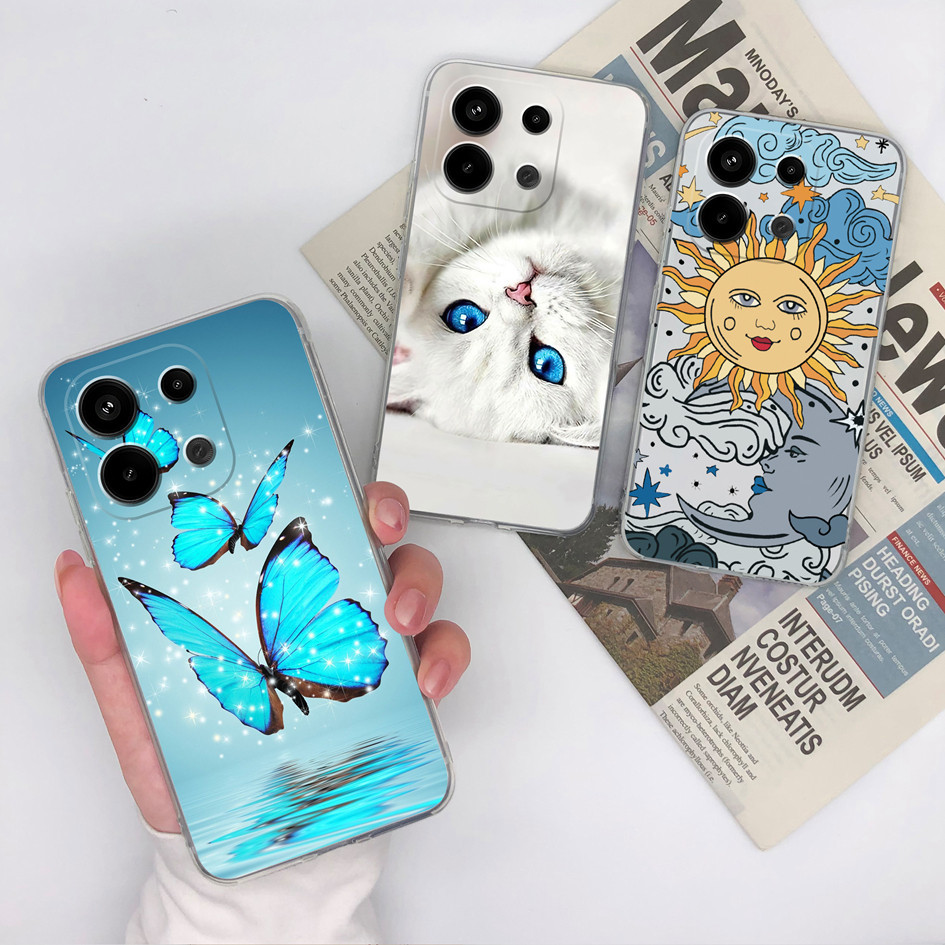 สําหรับ Xiaomi Redmi หมายเหตุ 13 Pro 4G เคสโทรศัพท ์ โปร ่ งใสคุณภาพสูงซิลิโคนนุ ่ มแฟชั ่ นน ่ ารักแมวการ ์ ตูนสําหรับ Redmi Note13Pro 4G Shell กันชน
