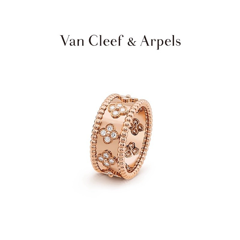 [พร้อมกล่อง] แหวนเพชร Van Cleef &amp; Arpels Vca Perlee Series สีขาว สีโรสโกลด์ สําหรับแฟนสาว