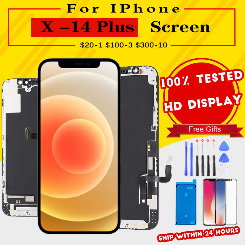 LCD 3D จอสัมผัสสำหรับ X XR XS อะไหล่หน้าจอสำหรับ Iphone 11 12 13 PRO MAX 14 PLUS จอ OLED