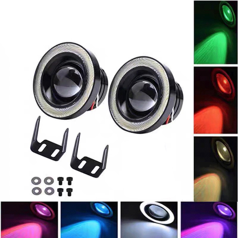 1pcs 3.0 Angel Eyes หมอกโคมไฟ 12V Universal 2.5 COB LED DRL 64/76/89 มม. ขาว น้ําเงิน ชมพู เหลือง เขียว