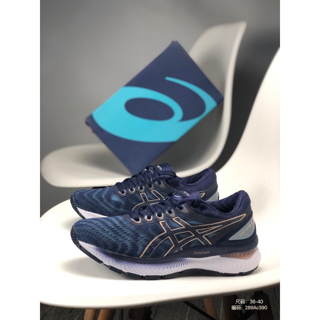 ♞รองเท้าวิ่งจ๊อกกิ้งมืออาชีพ ASICS Elegant Women Gel-Nimbus22 Cushioning C6SO gc