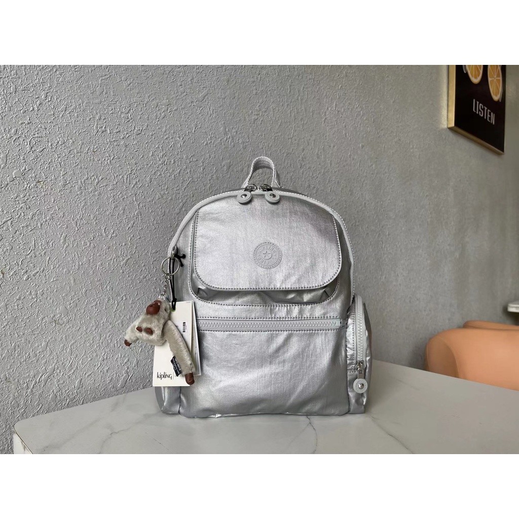 Kipling กระเป๋าเป้สะพายหลัง กระเป๋านักเรียน สีเมทัลลิก สีเงิน MATTA K14190