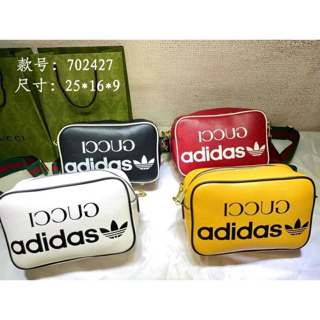 Adidas x Gucci joint series กระเป๋าใส่กล้อง 702427 กระเป๋าสะพายข้าง แฟชั่น สําหรับผู้ชาย และผู้หญิง