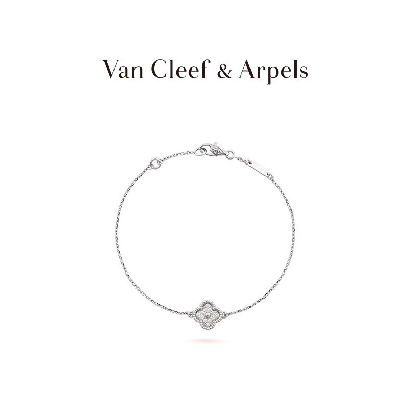 [พร้อมกล่องบรรจุภัณฑ์] Vca Van Cleef &amp; Arpels Alhambra สร้อยข้อมือเพชร สีทองคําขาว