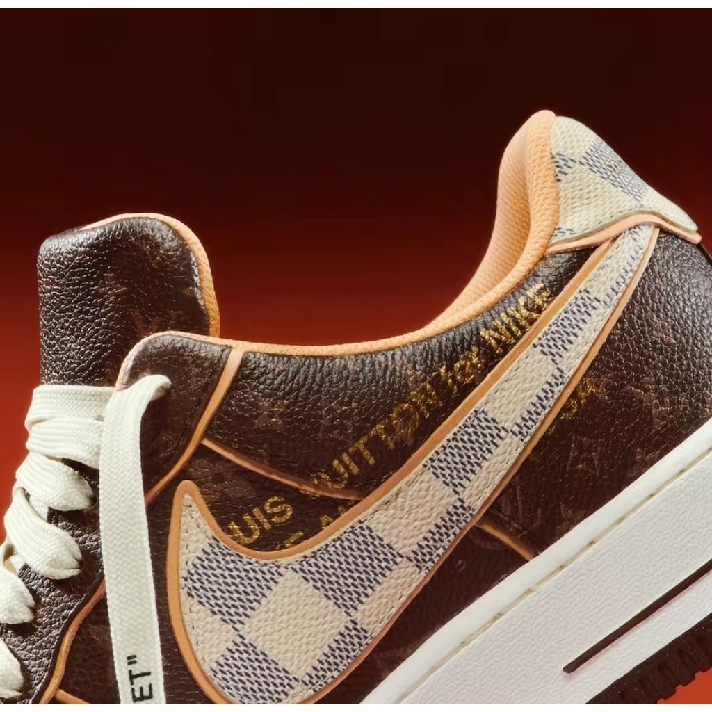 ♞Louis Vuitton x Nike Air Force 1 ผ้าใบแฟชั่นอันดับ 1 รองเท้า true