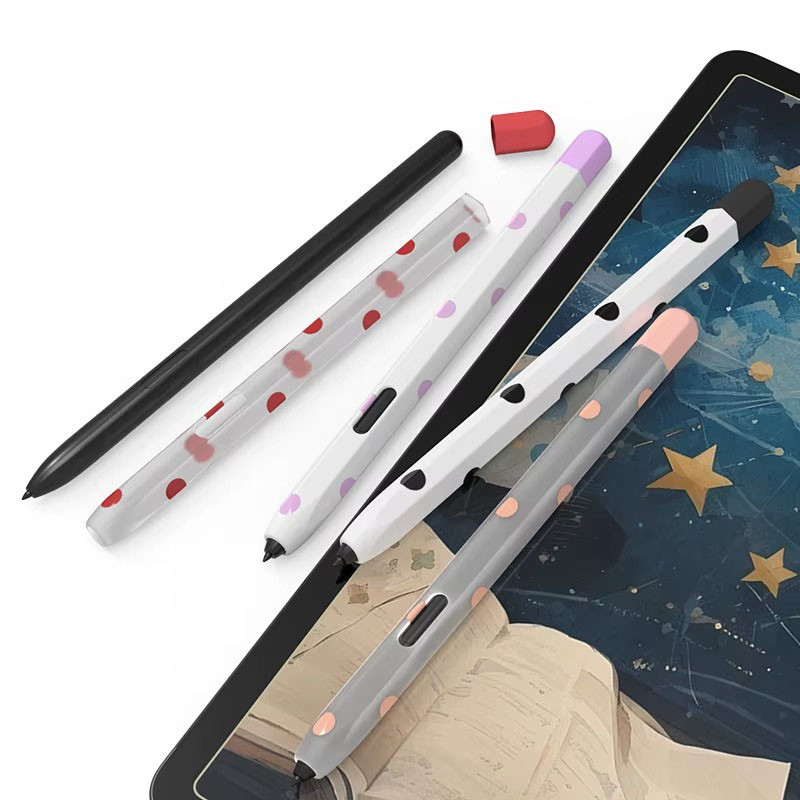 เคสซิลิโคนอ่อนนุ่มสําหรับ Samsung Galaxy Tab S10 S9 S8 S7 Plus FE Ultra S6 Lite + S-Pen สีสันจุดรูปแบบ Scratch-Resistant Anti-Slip Anti-Fouling Anti-Fall ปากกาฝาครอบป้องกัน