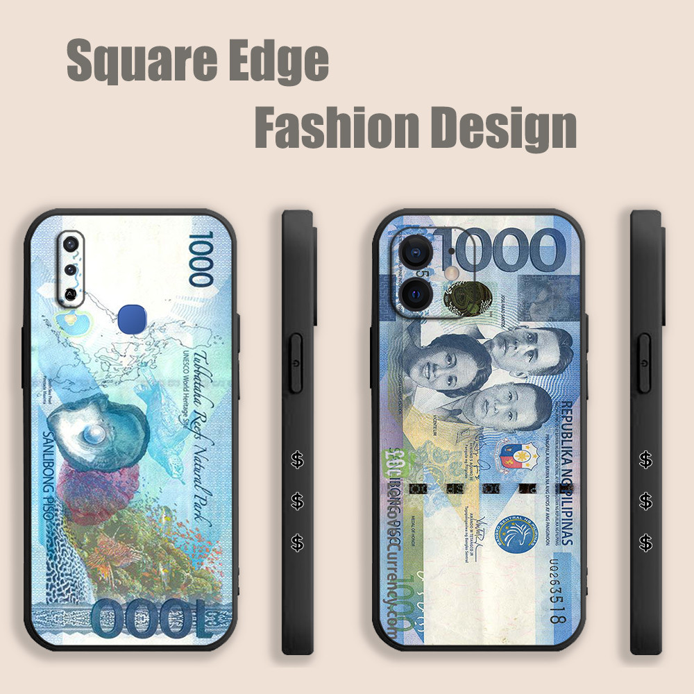 เคสสําหรับ Vivo Y01 T1 Y55 X80 Pro Y02s Y16 Y02A Y36 เงิน 1000 peso IAS08 เคสโทรศัพท์ขอบสี่เหลี่ยม