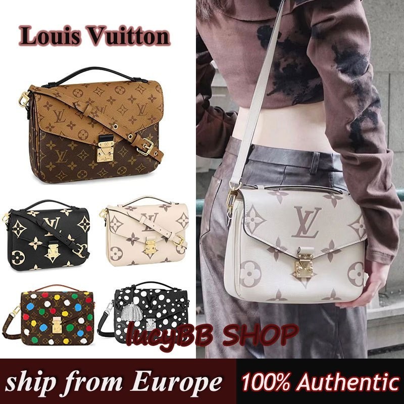 ♞,♘Louis Vuitton/LV Pochette Metis กระเป๋าสะพายข้าง กระเป๋าถือM44876 ของแท้100%