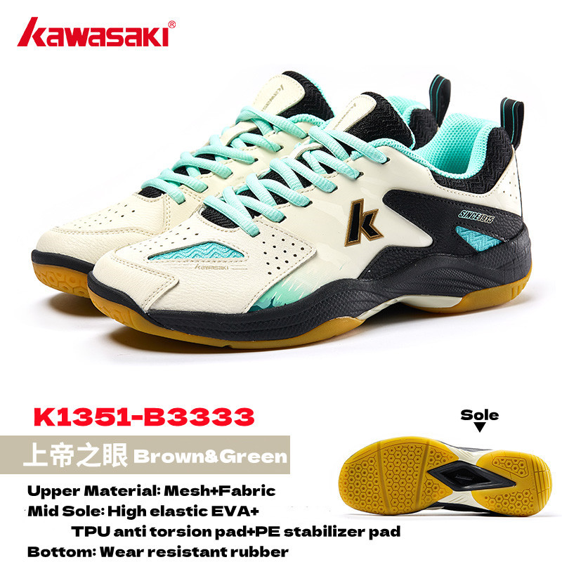 Kawasaki ใหม่ รองเท้ากีฬา รองเท้าแบดมินตัน กันลื่น ทนทาน สําหรับผู้หญิง และผู้ชาย 2024 K1B51-B3333