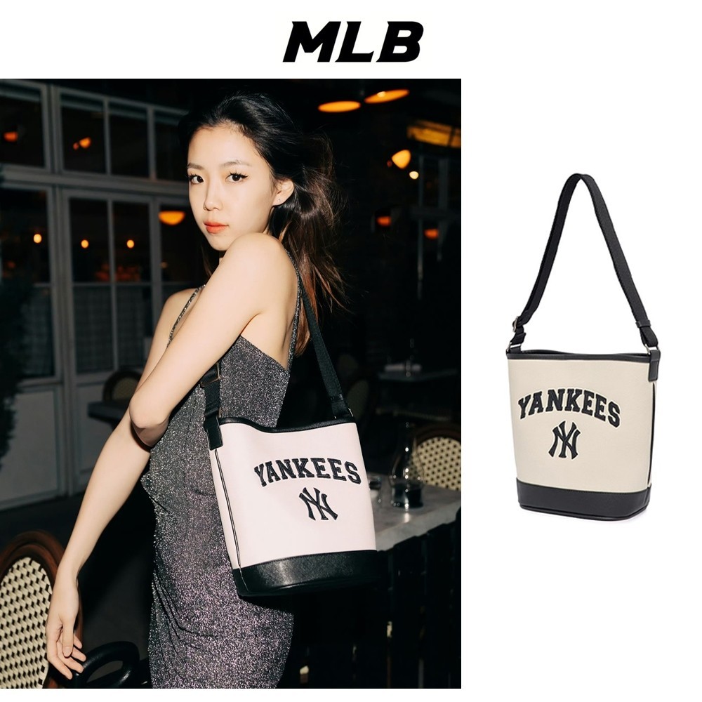 ♞New กระเป๋า MLB แท้ NY MONOGRAM กระเป๋าสะพายข้าง/กระเป๋าถัง