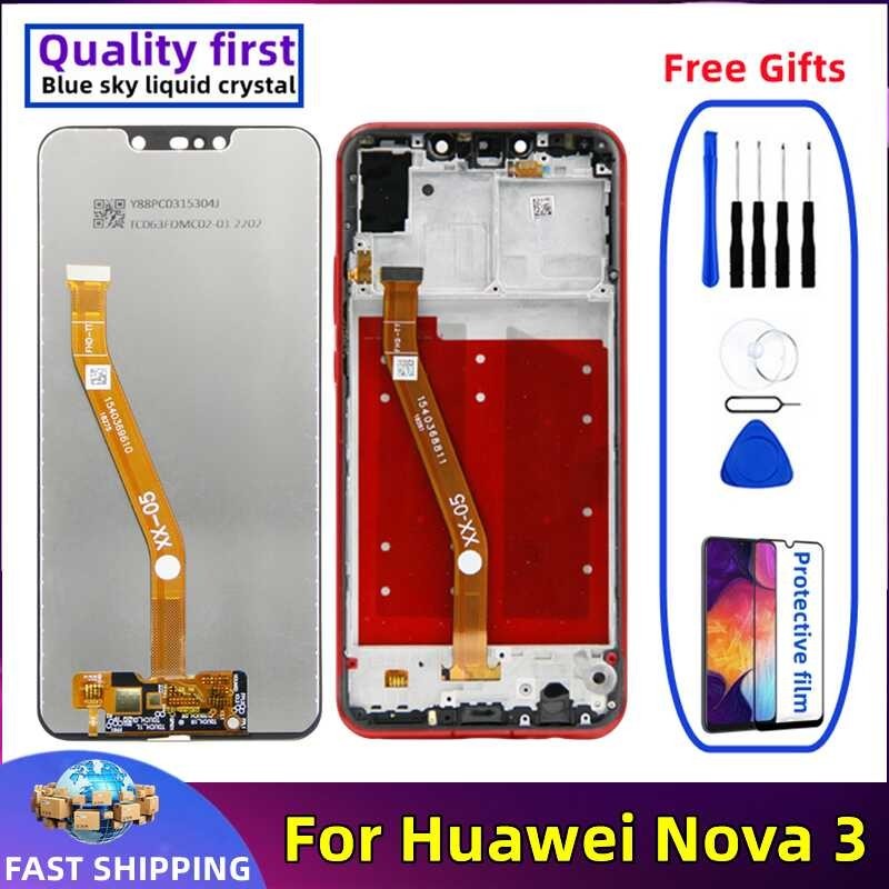 สำหรับ Huawei Nova 3 Par-Lx1แอลซีดี Par-Lx9จอ LCD ของแท้พร้อมกรอบการแสดงผลโทรศัพท์มือถือหน้าจอสัมผัส