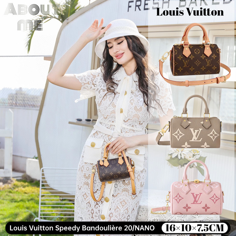 ♞,♘หลุยส์วิตตอง Louis Vuitton Speedy Bandoulière 20/NANO กระเป๋าทรงหมอน ผู้หญิง M46518