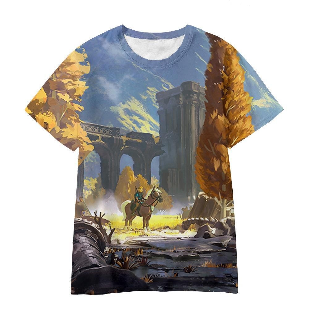 Hot Games The Legend of Zelda: Tears of the Kingdom 3D พิมพ์ผู้ชายเสื้อยืดฤดูร้อนแฟชั่นชายหญิงแขนสั้