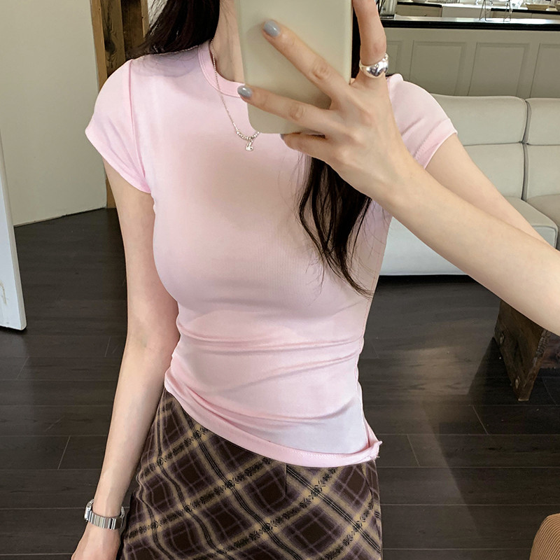 71334 เสื ้ อยืดแขนสั ้ นผู ้ หญิงคอกลมสลิม