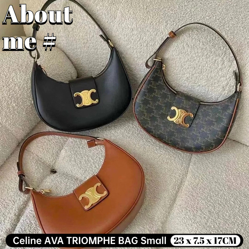 ♞2023เซลีน Celine AVA TRIOMPHE BAG Small 23cm 114492 TRIOMPHE CANVAS กระเป๋าถือสตรี Celine