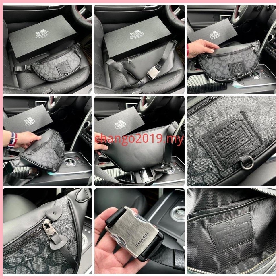 (จัดส่งรวดเร็ว) พร้อมกล่อง Coach 75761 76187 Graham Crossbody Bag Belt Bag Men Waist Chest Beg Pouch