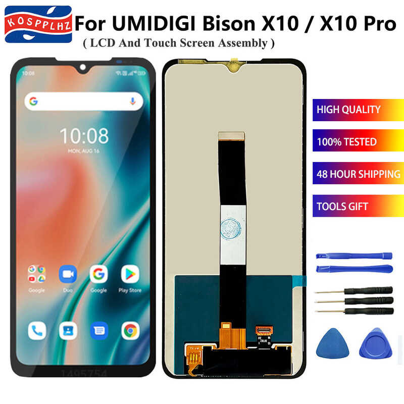 6.53 "ทดสอบสำหรับหน้าจอ เปลี่ยนหน้าจอสัมผัสสำหรับ Umidigi Bison X10 Pro LCD + กาว