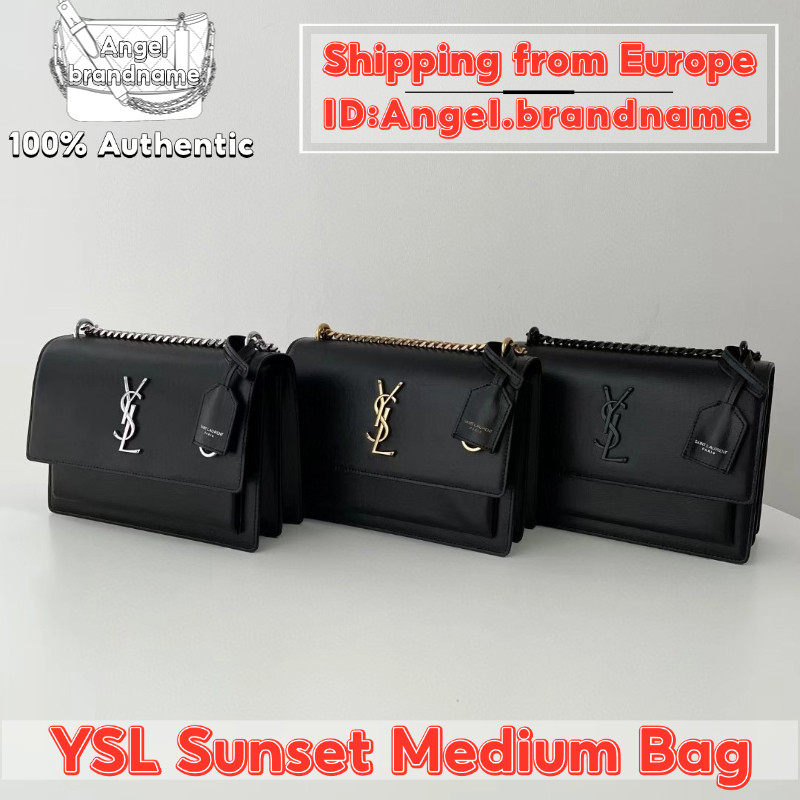 Shopee ถูกที่สุดถุงของแท้Saint Laurent/YSL Sunset Medium Smooth Bag กระเป๋าสะพายไหล่ ยอดฮิต ขายดีสุ