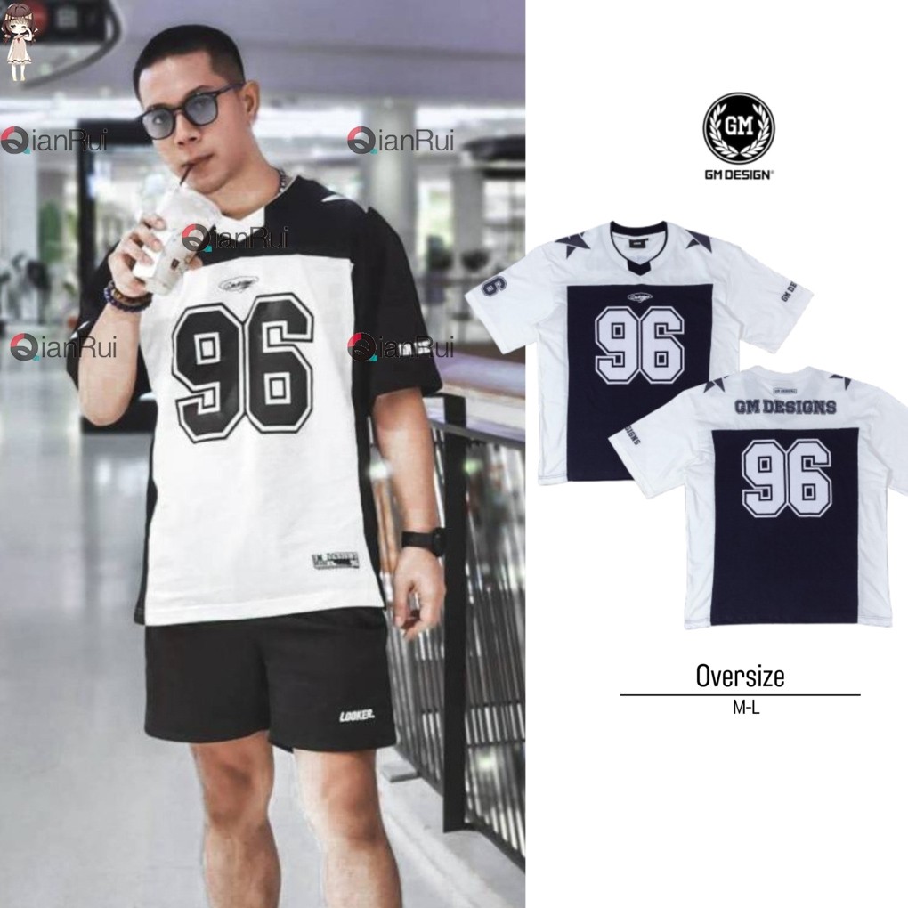 เสื้อยืดคอกลมโอเวอร์ไซส์ Namsap GM Design 96 unisex สไตล์สตรีทหนา ใส่ได้ทั้งชายและหญิง