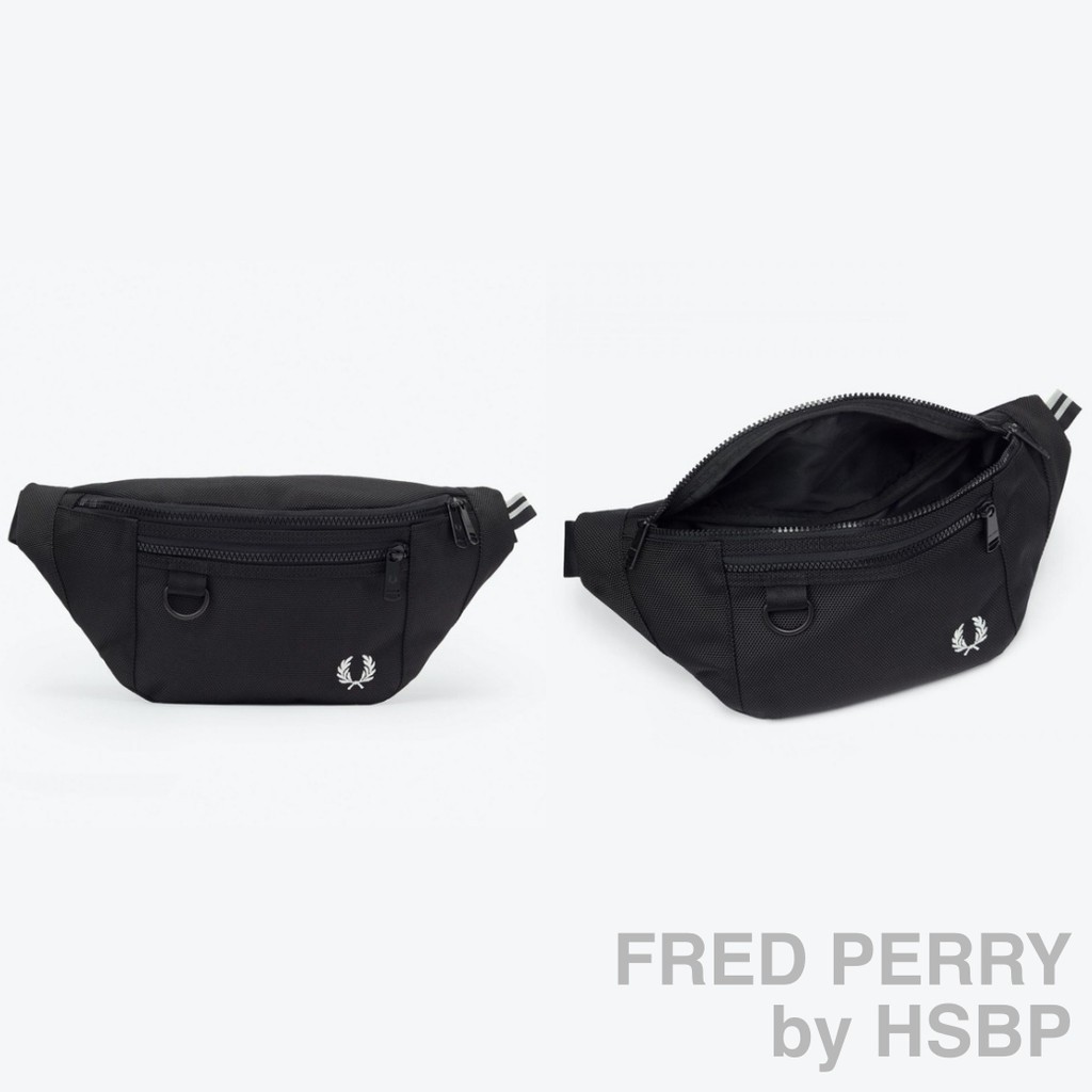 ♞,♘Fred Perry Textured Crossbody Bag Col : Black (AW20 กระเป๋าคาดอกขนาดพอดี ตัวกระเป๋า lkj