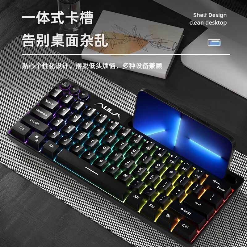 Wolf Spider F3061 Mechanical Feel Keyboard 61 คีย์เดสก์ท็อปคอมพิวเตอร์แล็ปท็อป E-Sports Game Mini