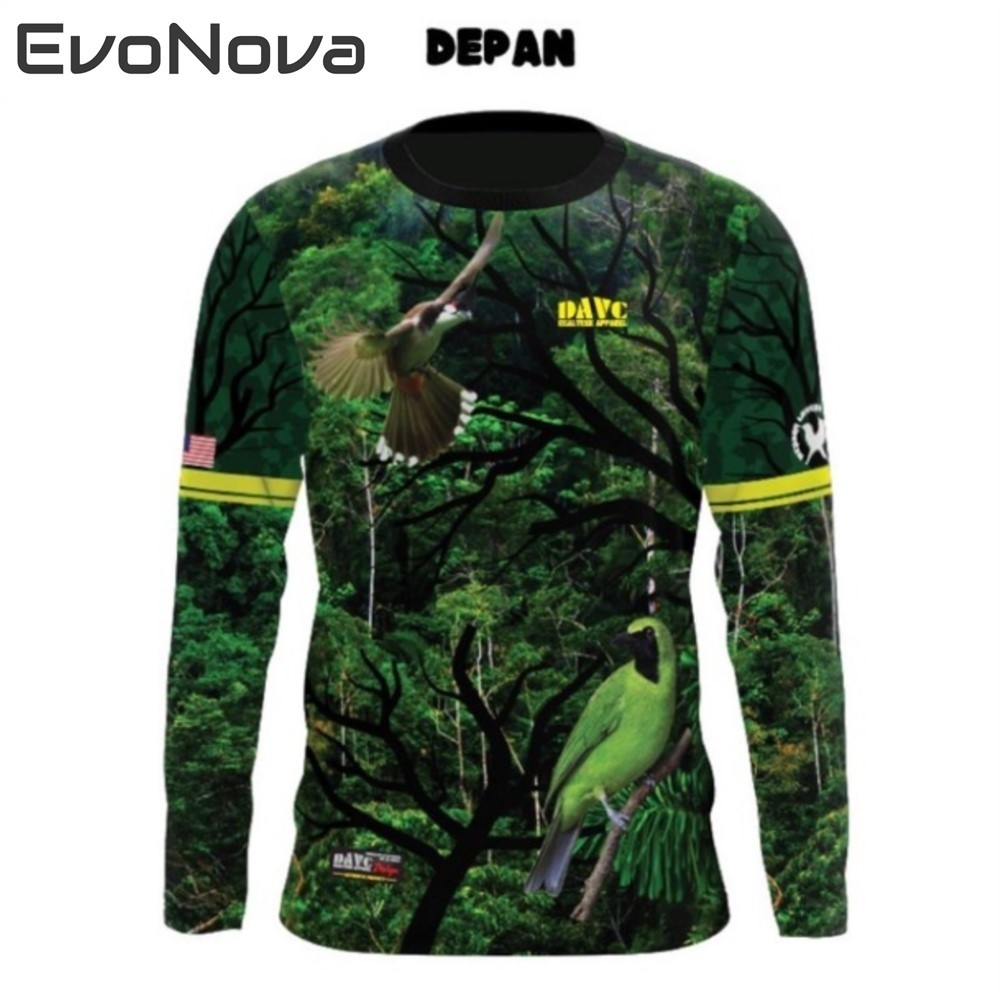 EvoNova เสื้อยืดแขนยาว ลายพืชสีเขียว สําหรับเด็ก และผู้ใหญ่