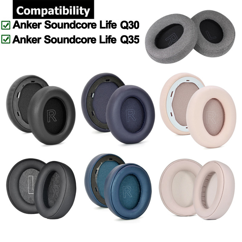 แผ่นฟองน้ําครอบหูฟังไร้สาย สําหรับ Anker Soundcore Life Q30 Q35 BT 1 คู่