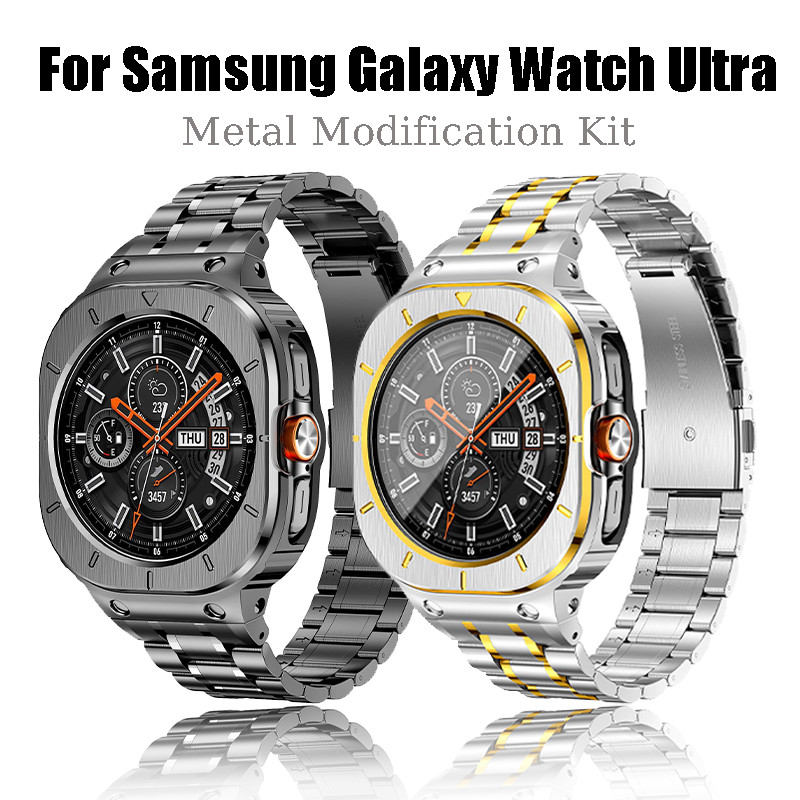 โลหะหรูหราการปรับเปลี่ยนชุดสําหรับ Samsung Galaxy Watch 7 ultra 47mm สายสแตนเลสสําหรับ Samsung Galax
