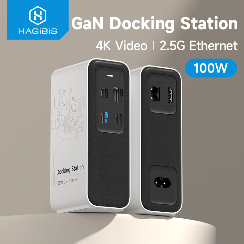 Hagibis 100W GaN Docking Station สําหรับสวิทช์ ROG Ally Steam Fast Charger 4K Monitor 2.5G Ethernet 
