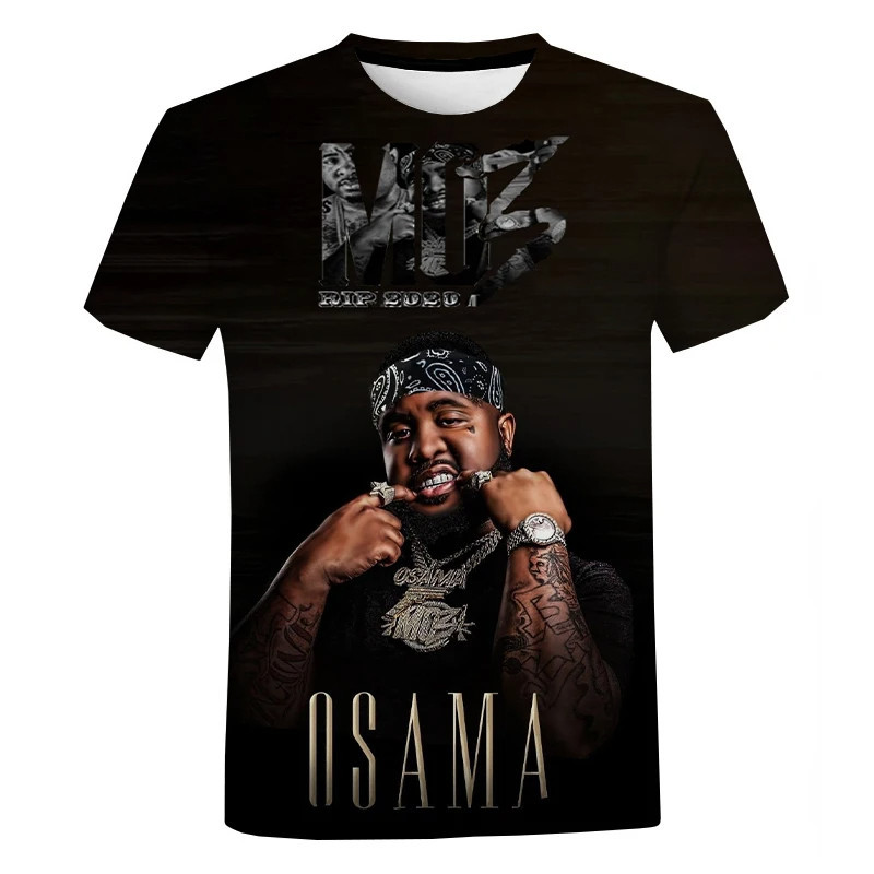 MO3 Osama Hip Hop Rapper 3D พิมพ์ผู้ชายเสื้อยืดฤดูร้อน O-คอสั้นแขนสั้น Tees เสื้อลําลอง Comforts Man