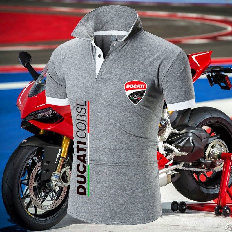 ใหม่ เสื้อโปโล ฤดูร้อน แฟชั่น Ducati Corse Racing ผู้ชาย เสื้อโปโล สลิมฟิต กอล์ฟ เสื้อยืด