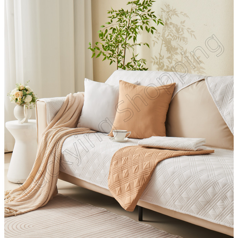 hot🔥การประกันคุณภาพ🔥 import Nordic Knit Sofa Cover Waterproof Soft Towel 1 2 3 Seater L Shape Vel