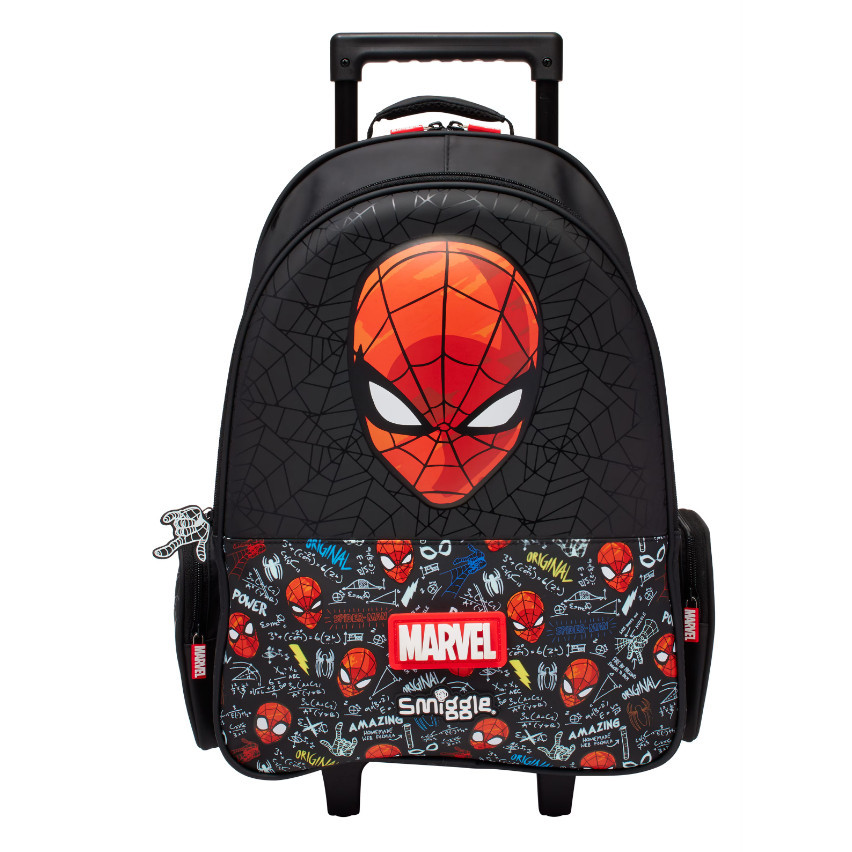 Smiggle Spider-Man กระเป๋าเป้สะพายหลัง ล้อลาก แบบมีไฟ