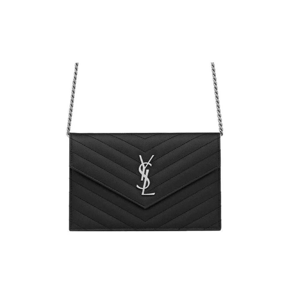 ♞,♘,♙YSL YSL Yves Saint Laurent กระเป๋าสะพายโซ่กระเป๋าสตางค์หนังลูกวัว